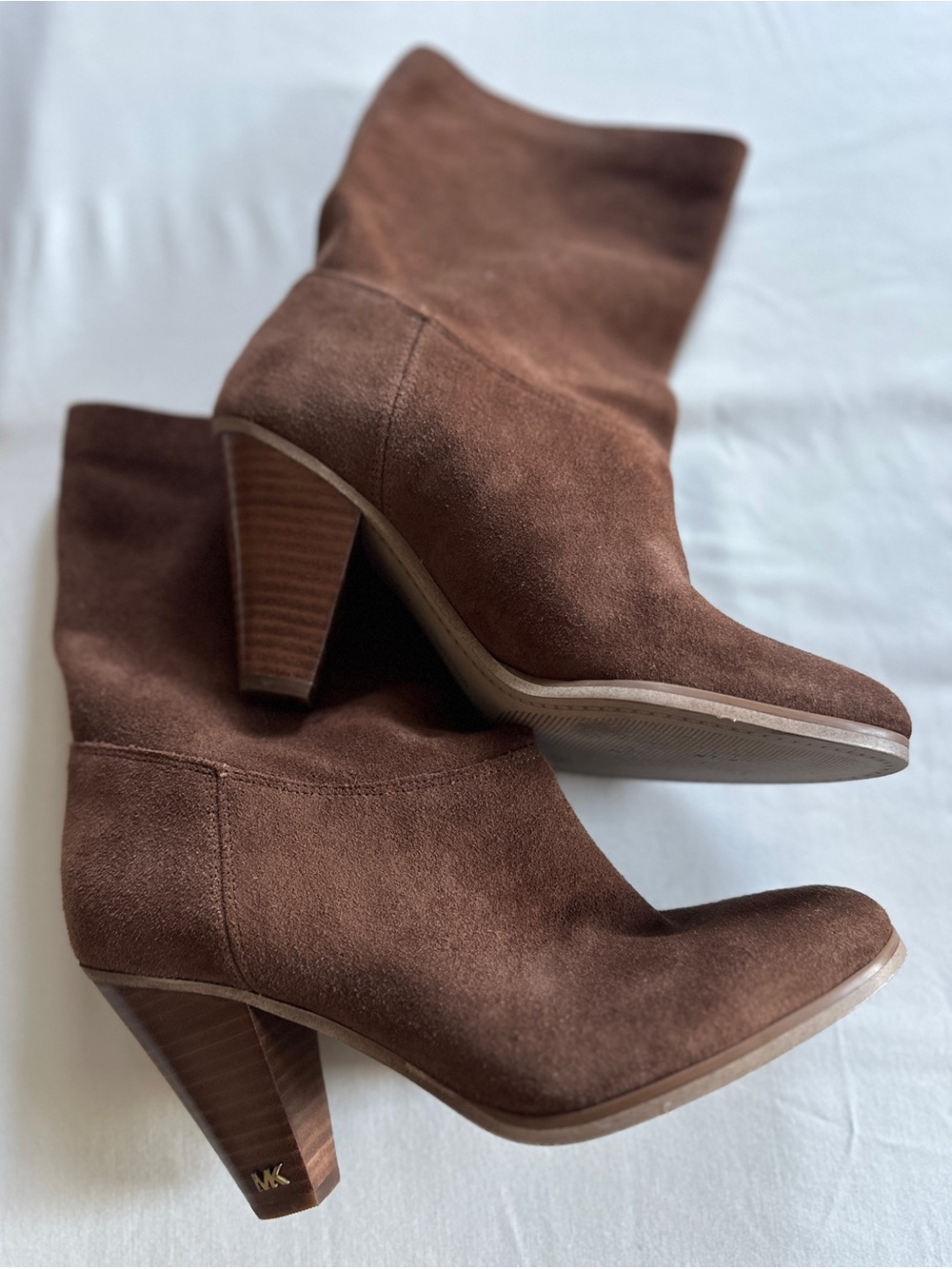 MICHAEL Michael Kors Divia Dark Caramel Suede Slouch Boots | 8 NWOB